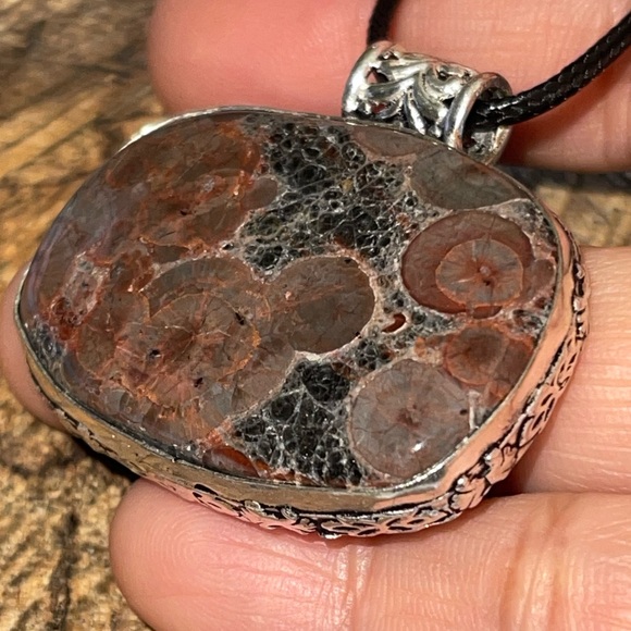 Peanut Obsidian Perlite Pendant 1 1/2”x 1 1/2” - Picture 4 of 17